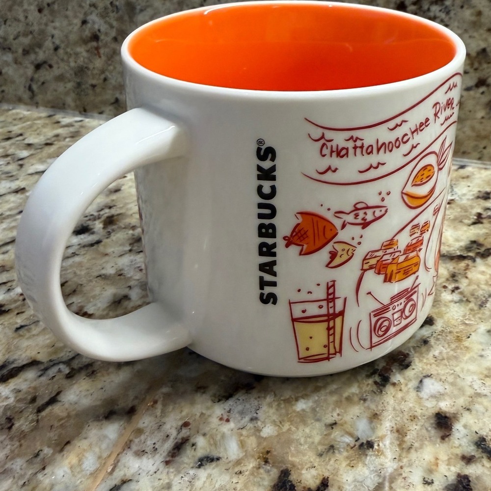 Starbucks Been There Series Atlanta Coffee Mug 14oz Orange White Tea Cup 2018 - Picture 5 of 10